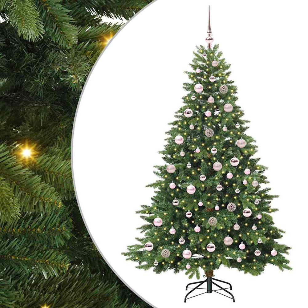 Sapin de noël artificiel avec 300 led vert 180 cm pe et pvc