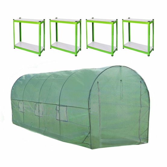 Serre polytunnel 19mm 5m x 2m avec étagères