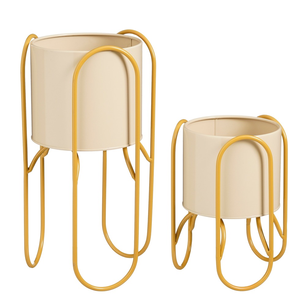 Mica decorations donau pot plante – lot de 2 – pot de fleur interieur pour fleurs et plantes intérieur – métal – jaune