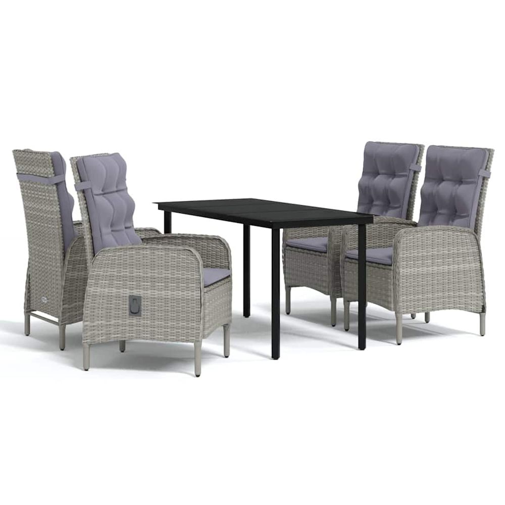 Ensemble à manger de jardin et coussins 5pcs gris/noir