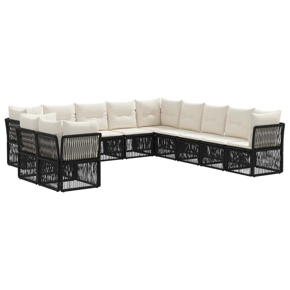 Ensemble de canapé de jardin 11 pcs noir polyrotin