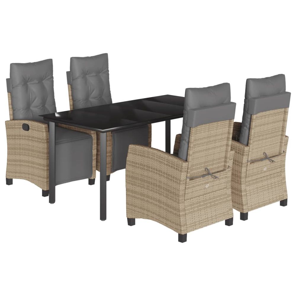 Ensemble à manger de jardin coussins 5 pcs mélange beige rotin