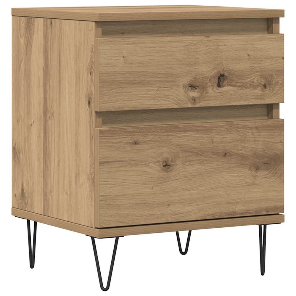 Table de chevet chêne artisanal 40x35x50 cm bois d’ingénierie