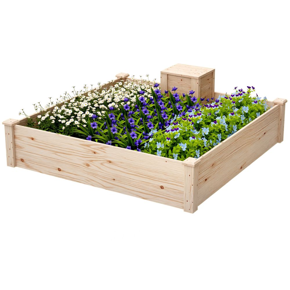 Carré potager bois sapin jardin bac composteur intégré base ouverte 123x123cm