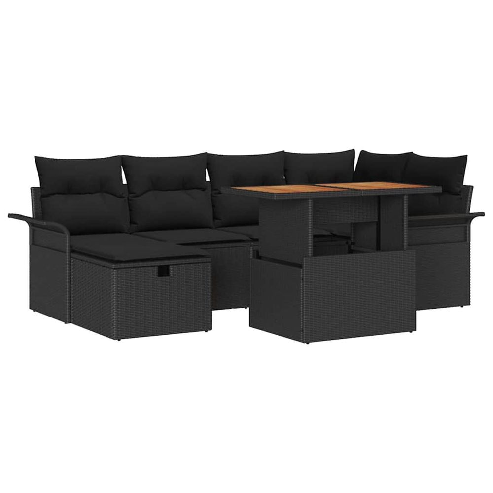 Ensemble de canapé de jardin 7 pc noir polyrotin