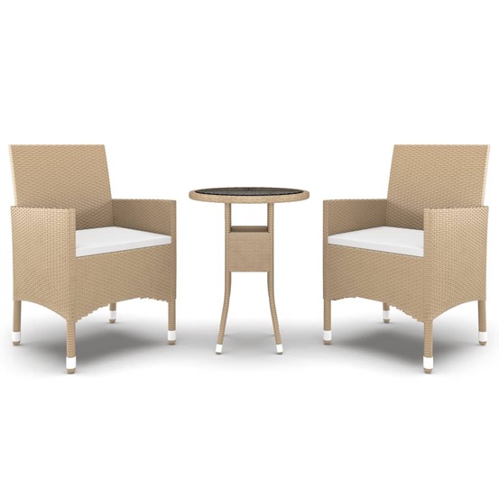 Ensemble à manger de jardin 3 pcs résine tressée beige