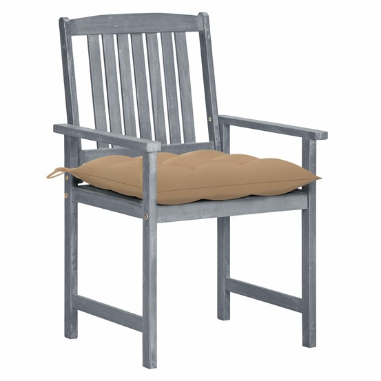 Chaises de jardin et coussins lot de 8 bois acacia solide gris