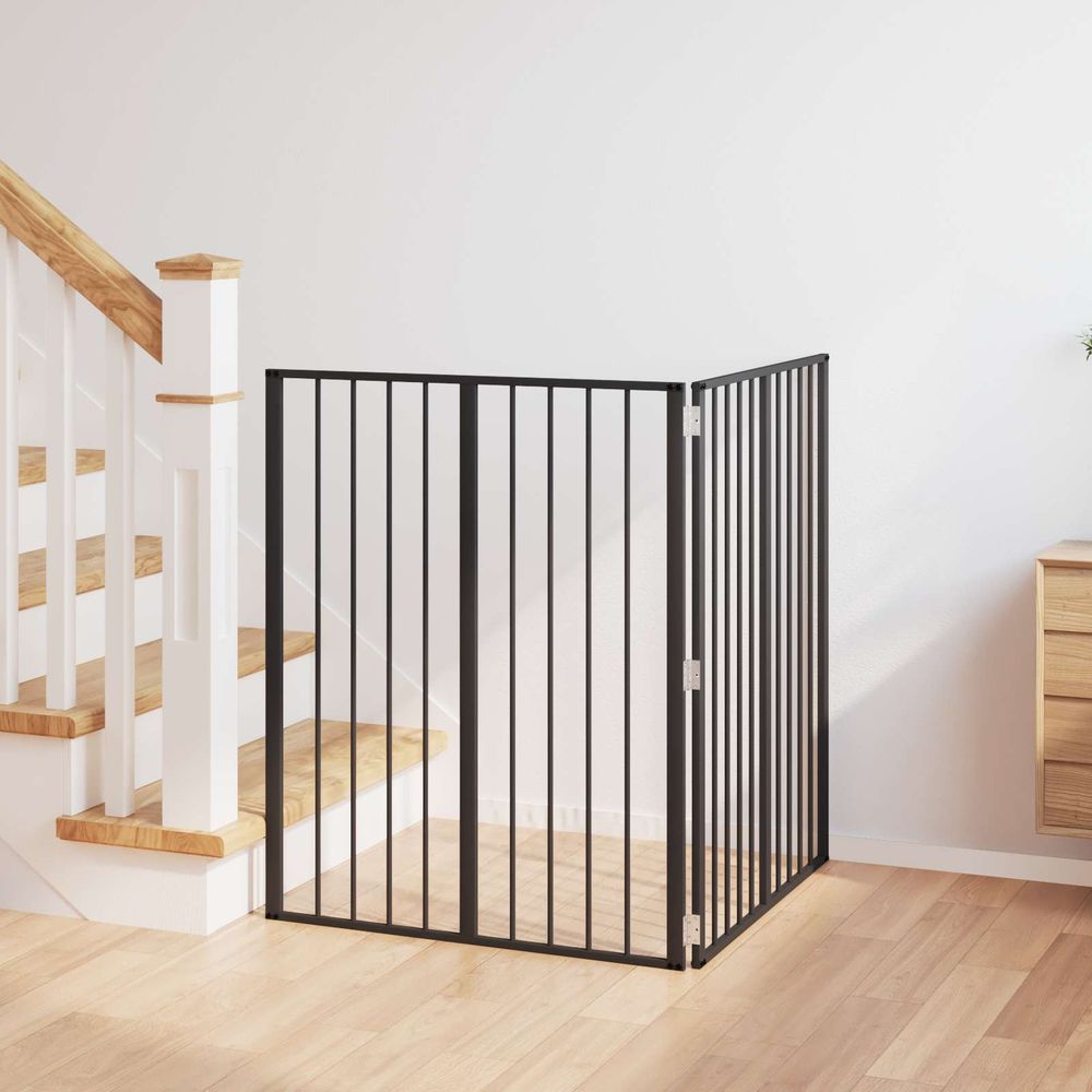 Parc barrière pour chien acier galvanisé intérieur pliable noir 160cm