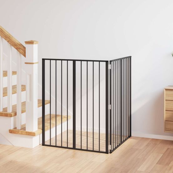 Parc barrière pour chien acier galvanisé intérieur pliable noir 160cm