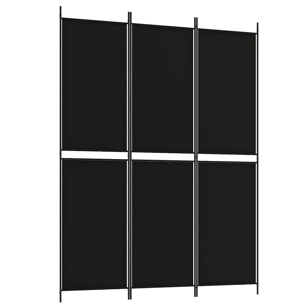 Cloison de séparation 3 panneaux noir 150x200 cm tissu