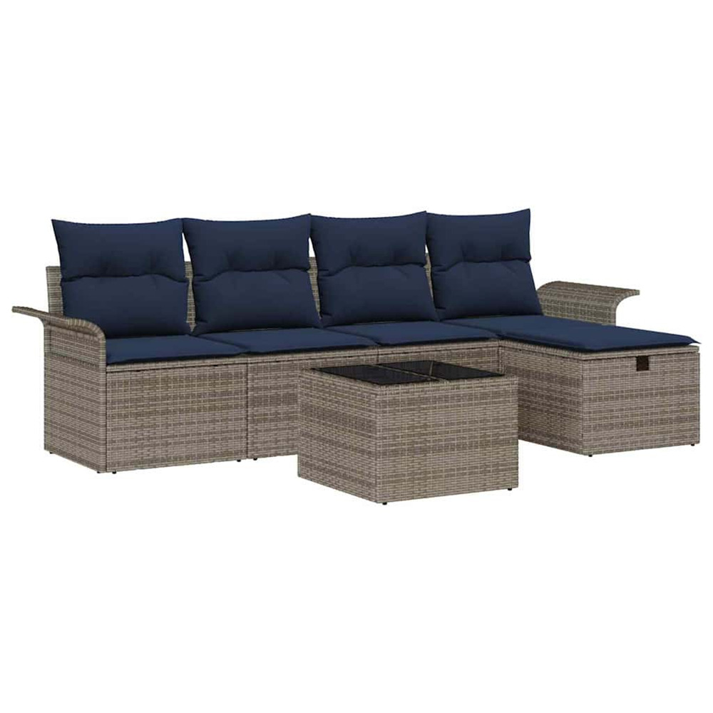 Ensemble de canapé de jardin avec coussin 6 pcs poly rotin