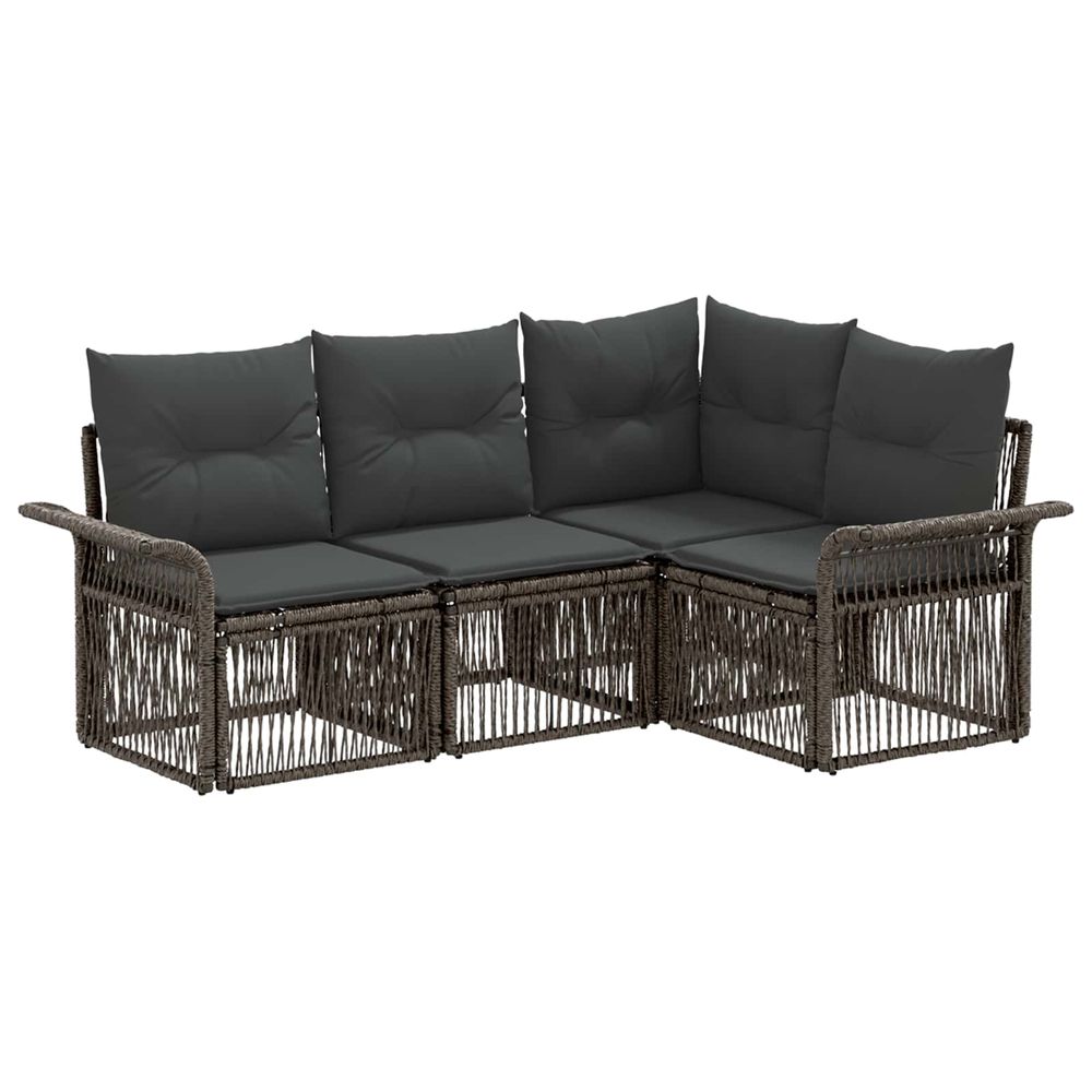 Ensemble de canapé de jardin 4 pc gris polyrotin