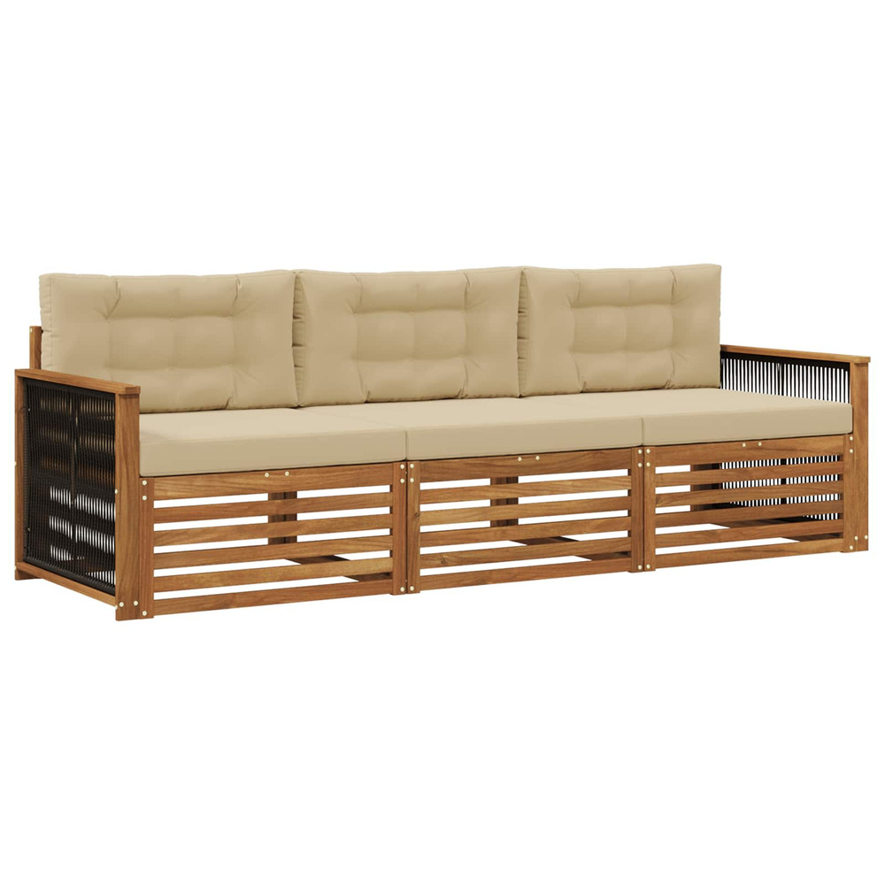 Ensemble de canapés d'extérieur 3 pcs naturel et beige