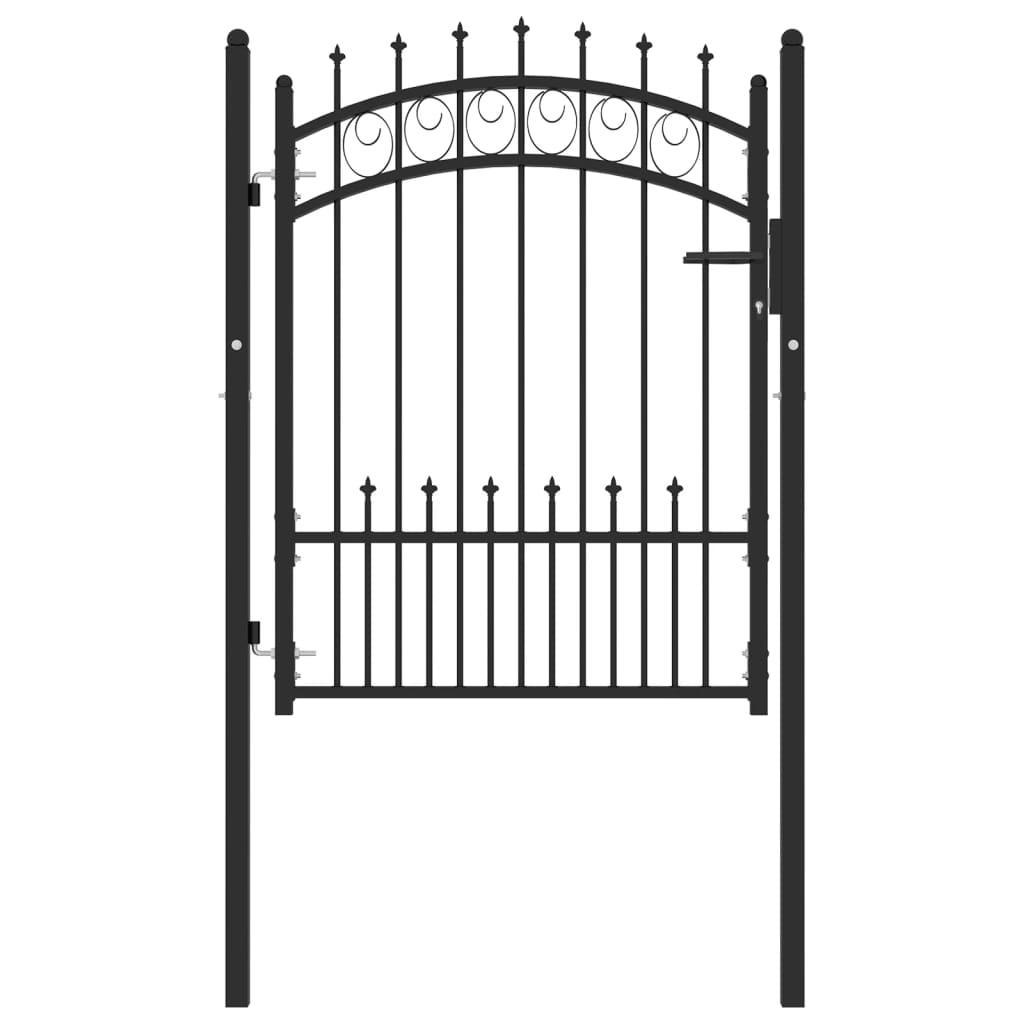 Portail de clôture avec pointes acier 100x125 cm noir