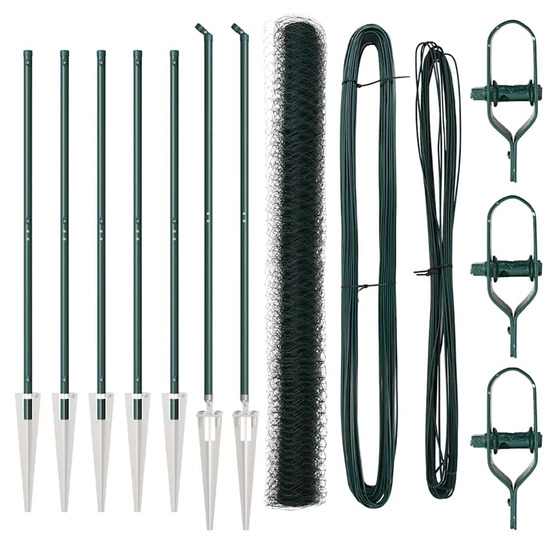 Clôture avec poteaux vert 1.6 x 10 m acier recouvert de pvc