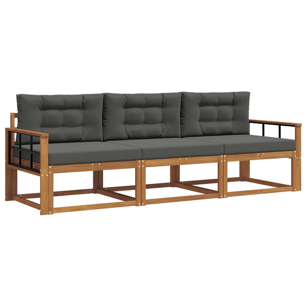 Ensemble de canapés d'extérieur 3 pcs naturel et anthracite