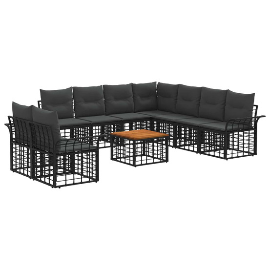 Ensemble de canapés d'extérieur 10 pcs noir et gris foncé