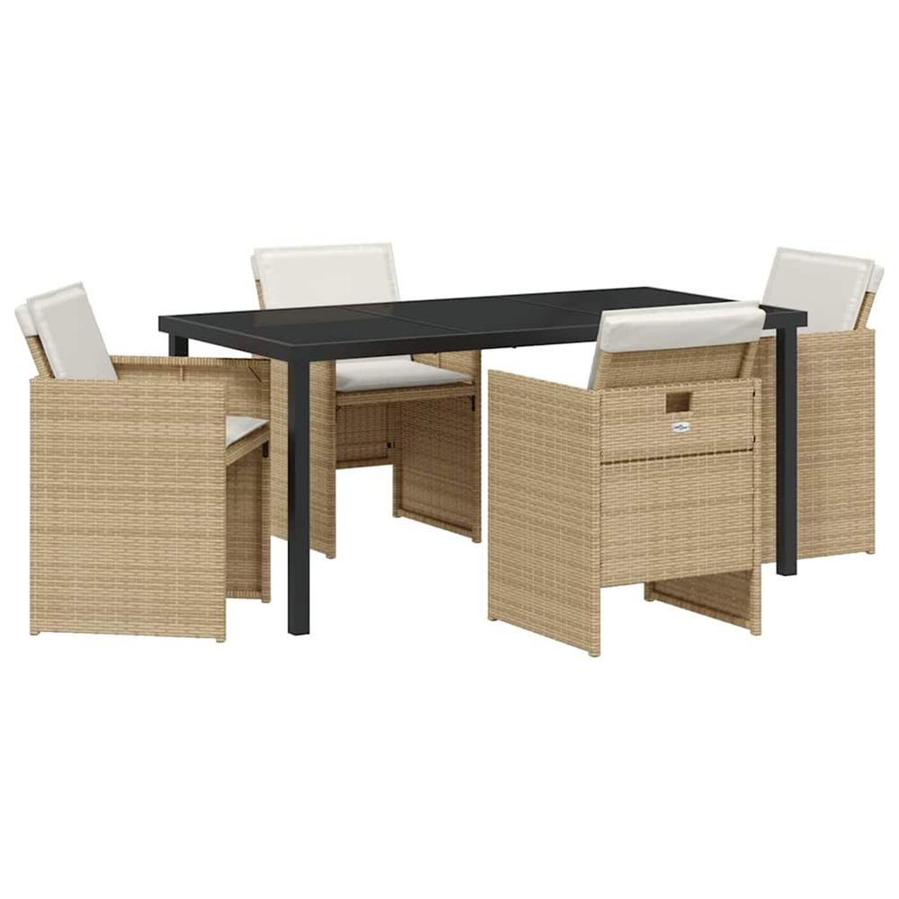 Ensemble de salle à manger pour jardin 5 pcs beige polyrotin