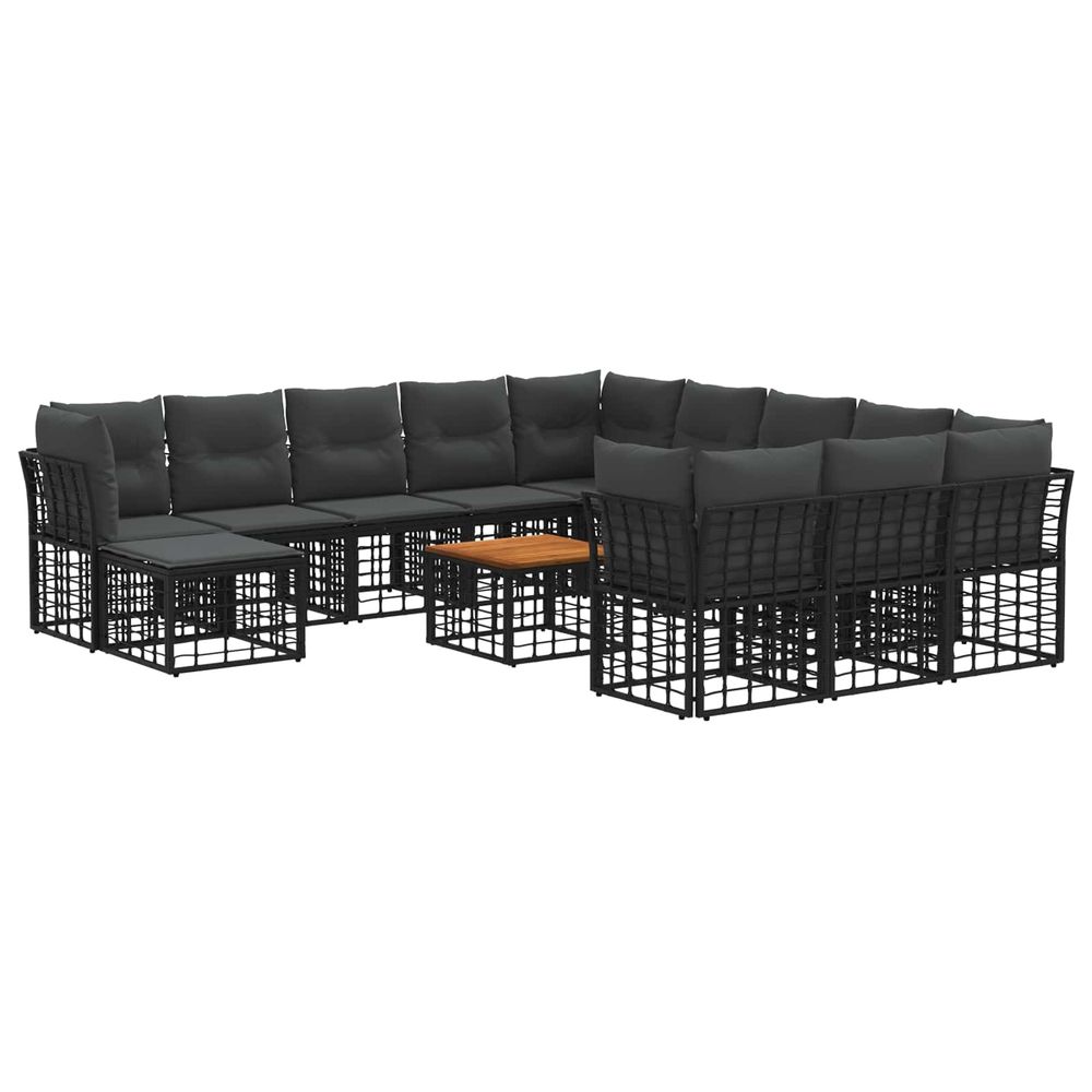 Ensemble de canapés d'extérieur 13 pc noir et gris foncé