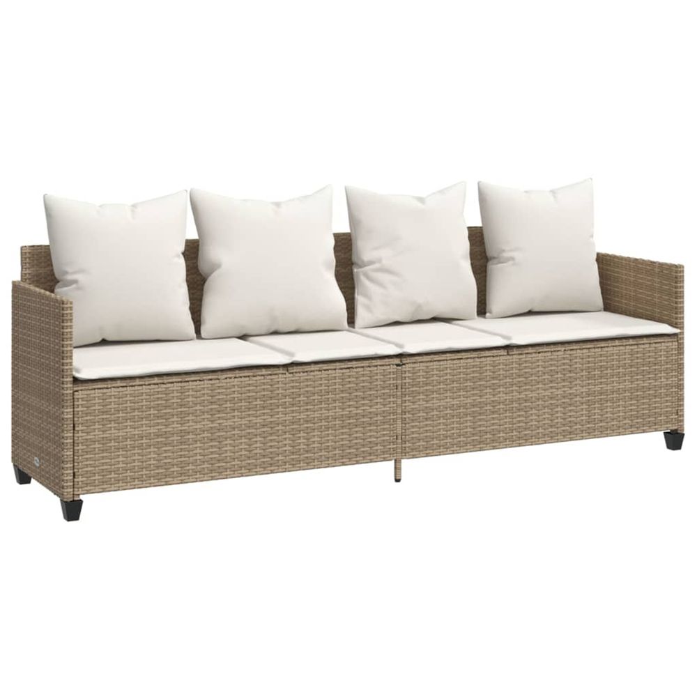 Chaise longue avec coussins beige résine tressée bain de soleil