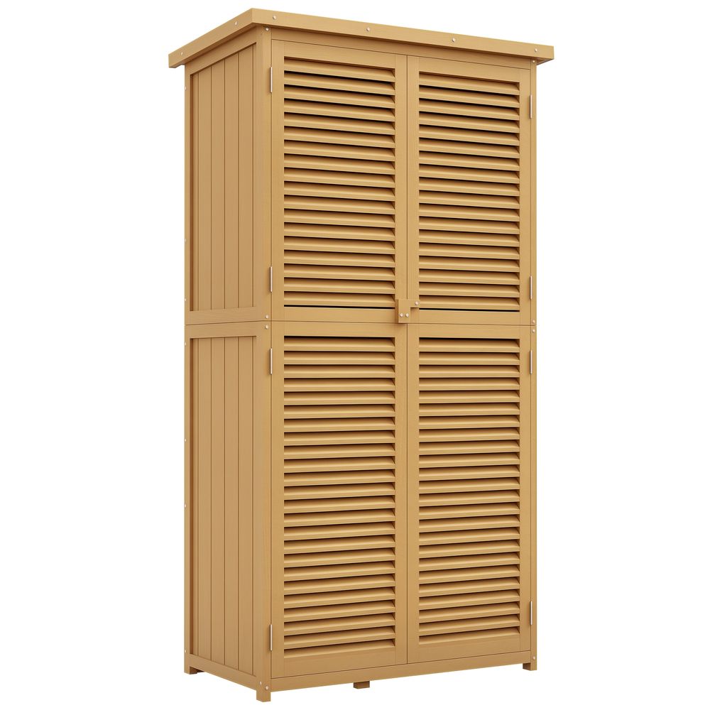 Armoire de jardin en sapin et pin 87 x 46,5 x 160 cm jaune et verte pour outils 4 étagères - comfortxl outdoor living