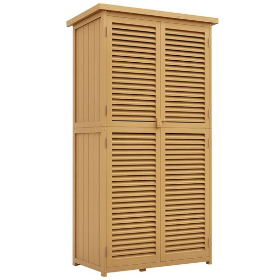 Armoire de jardin en sapin et pin 87 x 46,5 x 160 cm jaune et verte pour outils 4 étagères - comfortxl outdoor living