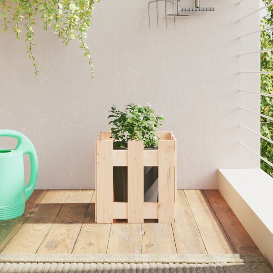 Jardinière carrée en pin massif pour jardin et terrasse 30x30x30 cm