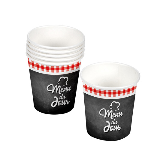 Set de 10 gobelets en carton menu du jour
