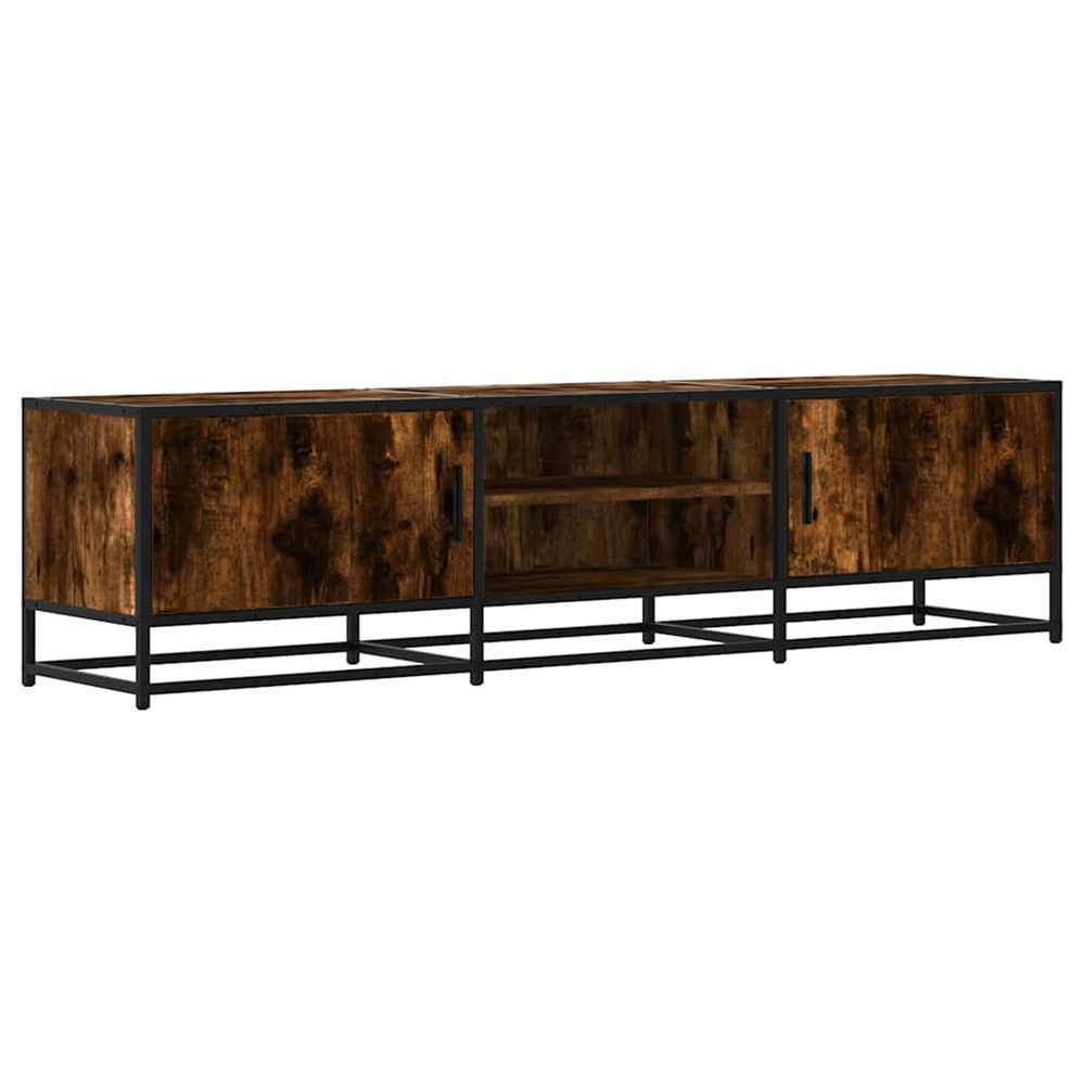 Meuble tv chêne fumé 160x35x41 cm bois d'ingénierie et métal