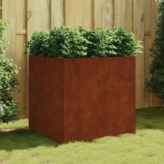 Jardinière carrée acier corten pour jardin terrasse potager design 80x80x80 cm