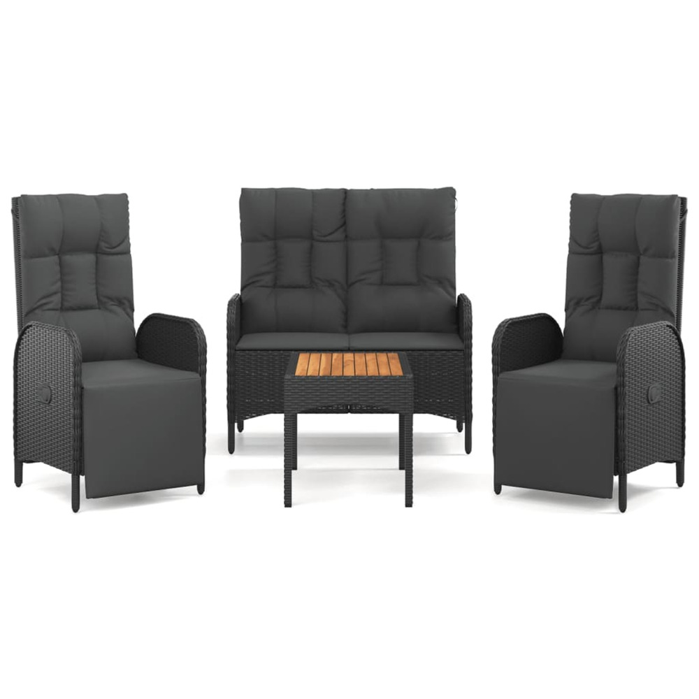 Ensemble à manger de jardin 4 pcs avec coussins noir