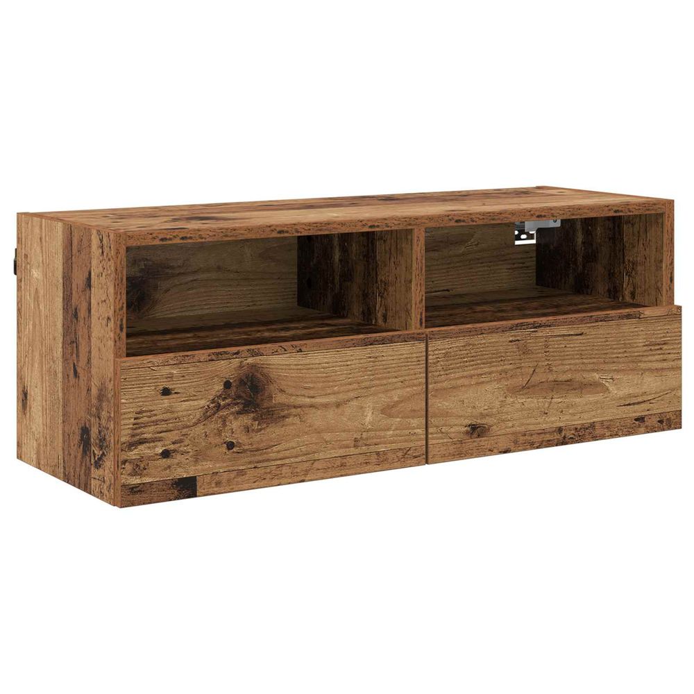 Meuble tv mural 80 x 30 x 30 cm bois ancien bois d'ingénierie