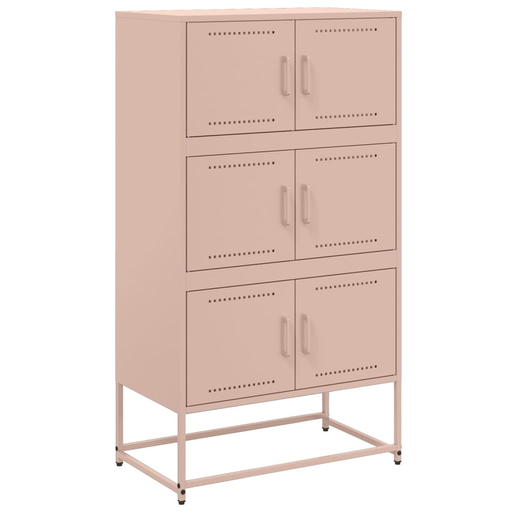 Buffet bahut commode armoire meuble de rangement organisateur cuisine salle de séjour salon 68,5 x 38,5 x 123,5 cm acier rose