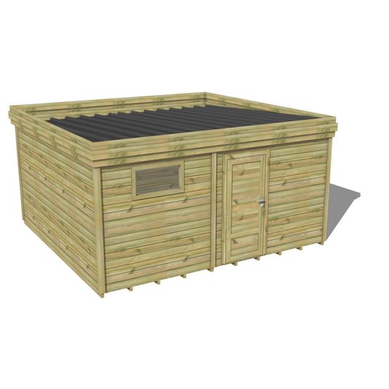 Abri de jardin bois pin traité autoclave 27mm - 4,195x4,34m / 18m2 - bac acier - plancher bois