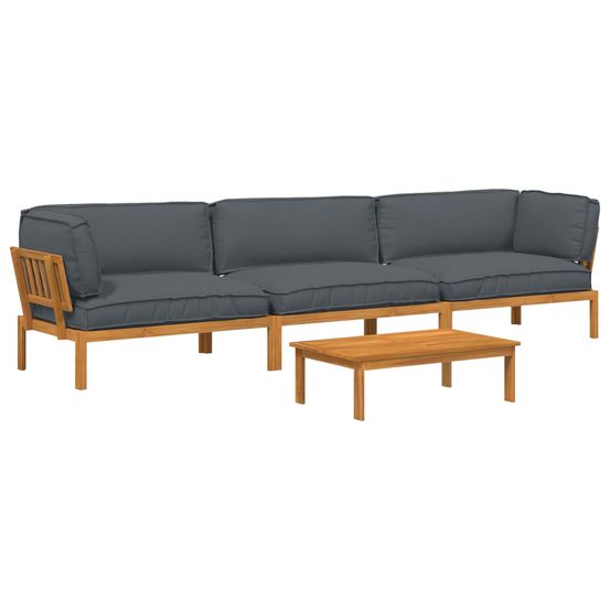 Ensemble de canapés 4 pc anthracite bois d'acacia massif