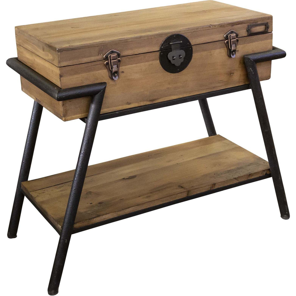 Console en pin recyclé et métal valise 86 x 40 x 78 cm