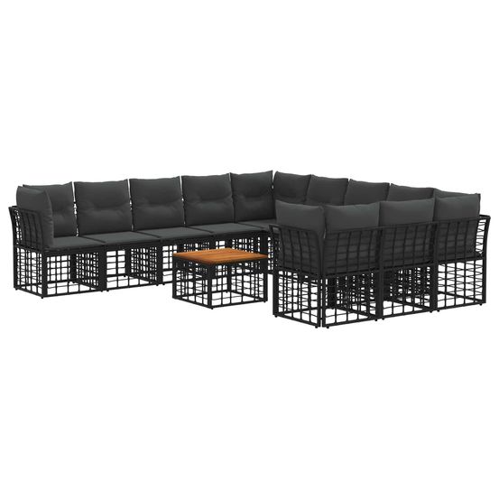 Ensemble de canapés d'extérieur 12 pc noir et gris foncé