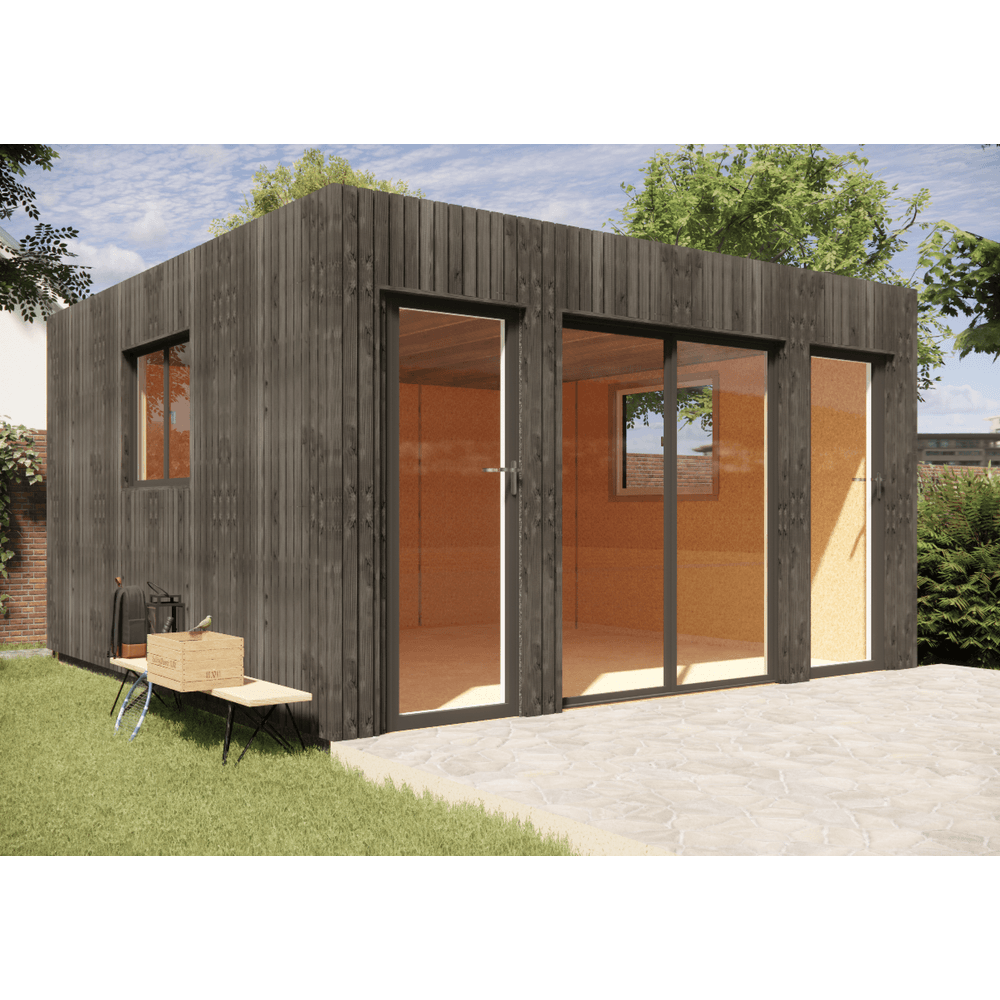 Bureau de jardin 4 saisons en bois 4,4 x 4,6 x 2,7 m / isolation re2020