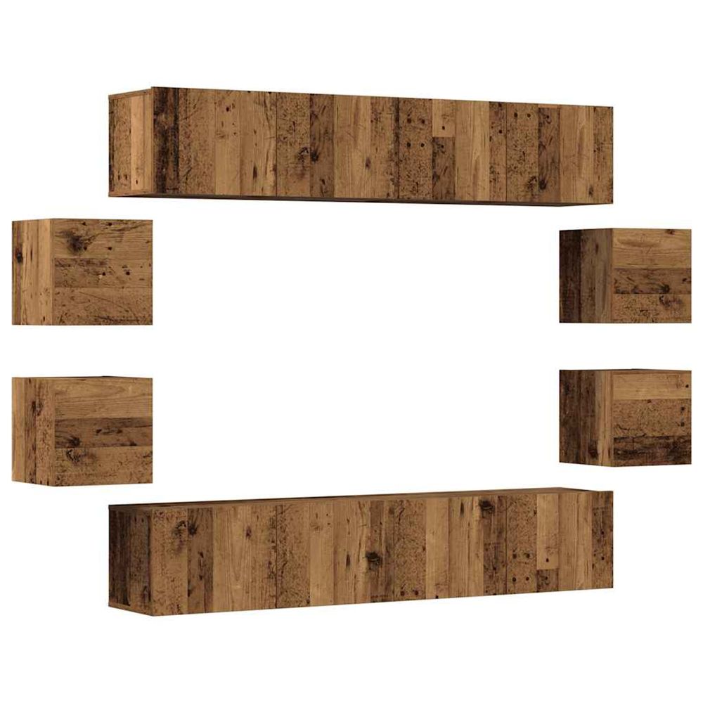 Ensemble meuble tv bois ancien bois d'ingénierie