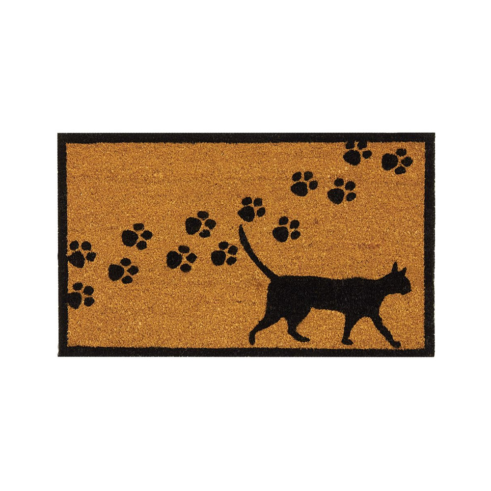 Paillasson coco intérieur extérieur 75 x 45 cm empreintes de chat