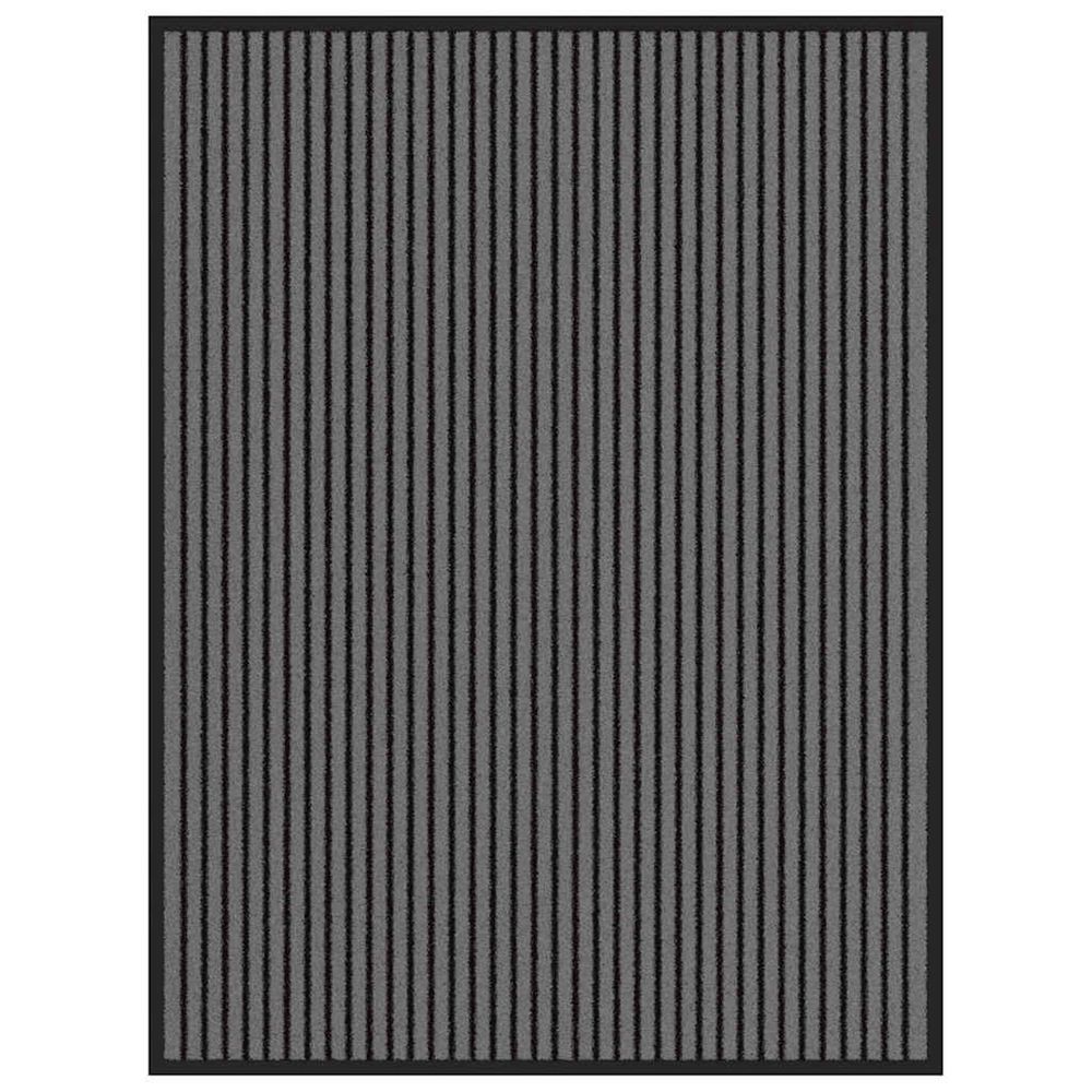 Paillasson noir et gris à rayures 90x120 cm