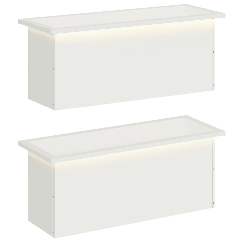 Jardinière d'extérieur de jardin avec led 2 pc blanc 30 x 80 x 30 cm acier