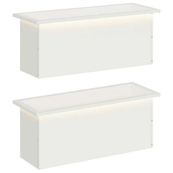 Jardinière d'extérieur de jardin avec led 2 pc blanc 30 x 80 x 30 cm acier