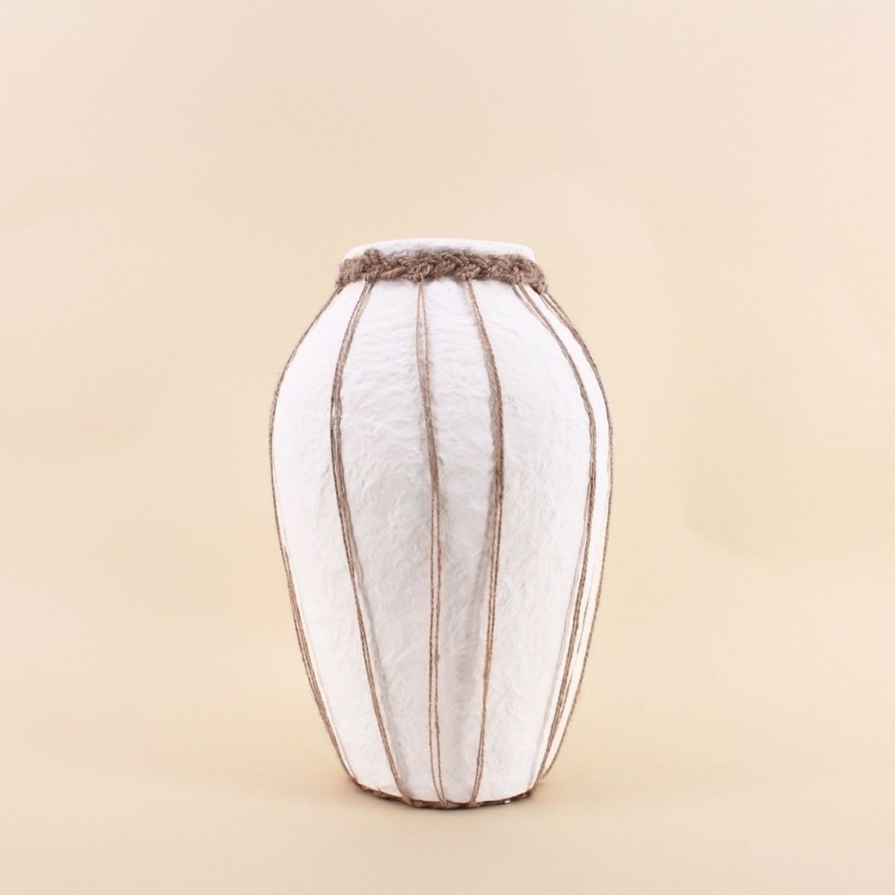Vase en papier maché déco jute, h34cm