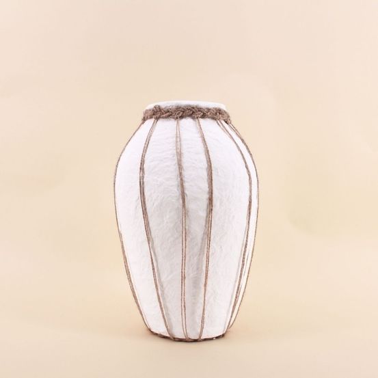 Vase en papier maché déco jute, h34cm