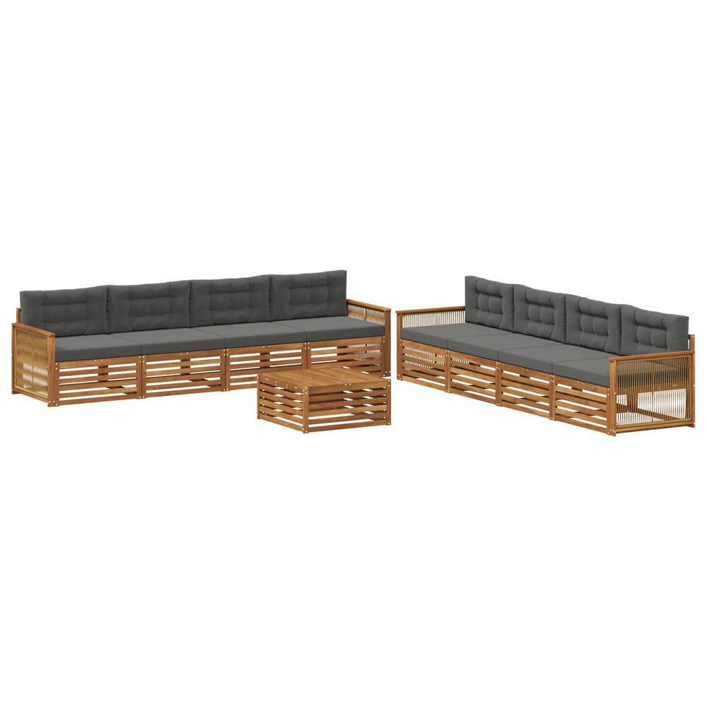 Ensemble de canapés d'extérieur 9 pcs naturel et anthracite