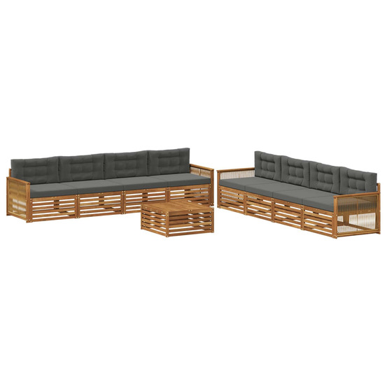 Ensemble de canapés d'extérieur 9 pcs naturel et anthracite