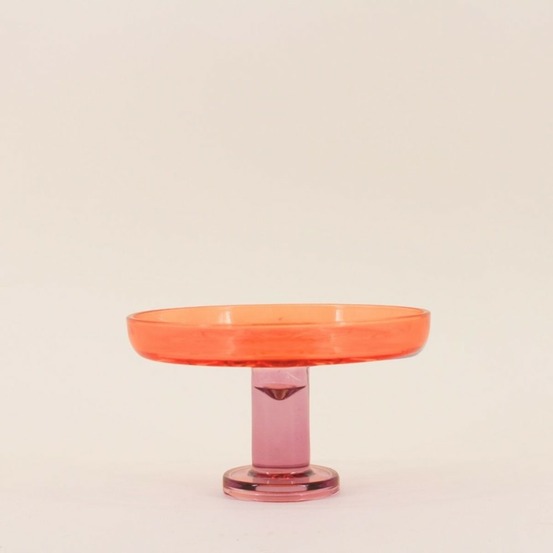 Coupe sur pied bicolore en verre taillé 17x10cm