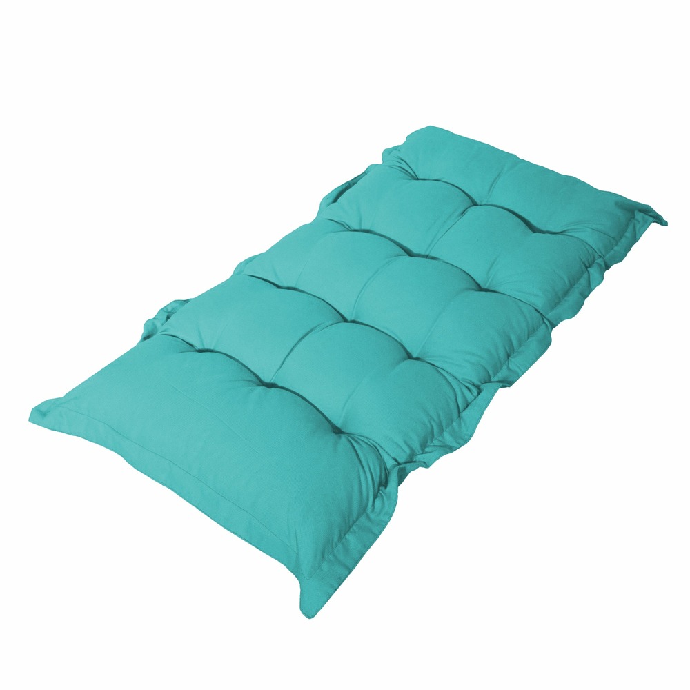 Coussin capitonné confort intérieur extérieur 120x60cm - bleu caraïbes