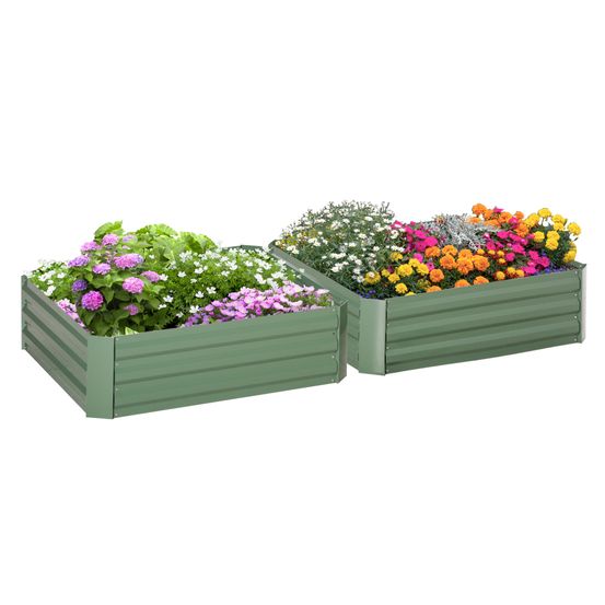 Lot de 2 carrés potagers acier galvanisé vert jardin culture 100x100cm